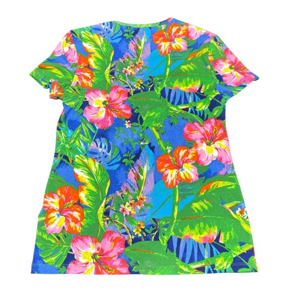 Lauren Ralph Lauren Black Label Womens Tropical Floral SS T-Shirt, Size XS NWT - Picture 2 of 7